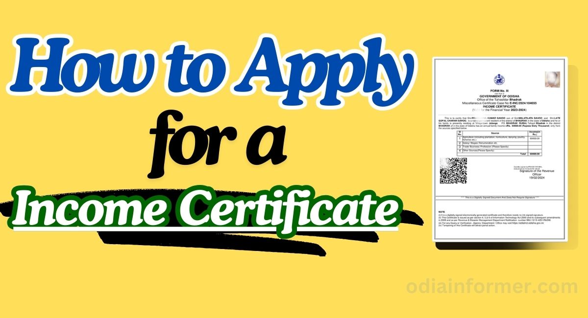 How to Apply for a Income Certificate in Odisha